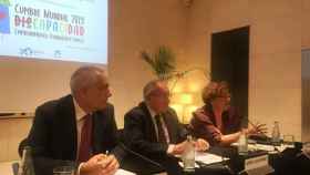 Joana Prats, José Luis Bonet y Pere Navarro en la presentación de la Cumbre Mundial de Discapacidad / FUNDACIÓ LA CAIXA