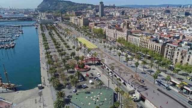 Vista general de la Balconada del Moll de la Fusta, que une la Rambla con Via Laietana