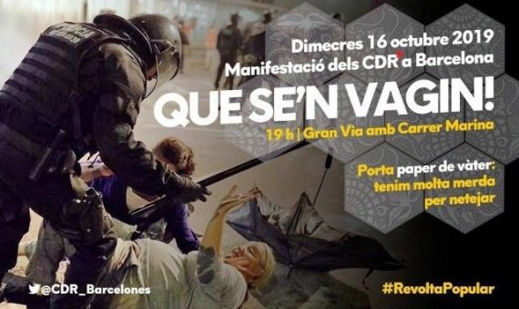 Cartel de los CDR para la convocatoria de este miércoles