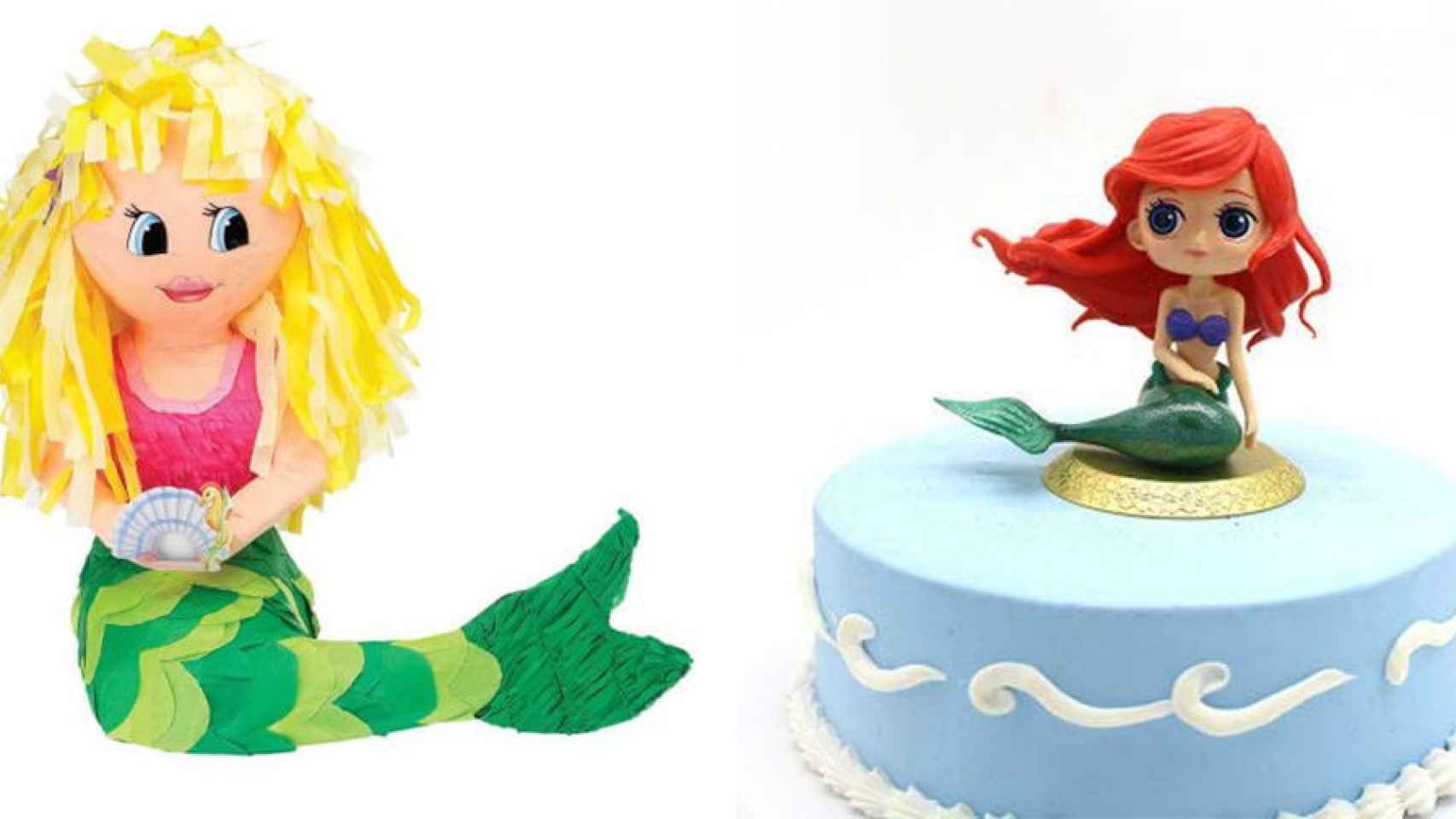 Piñata y tarta de sirena