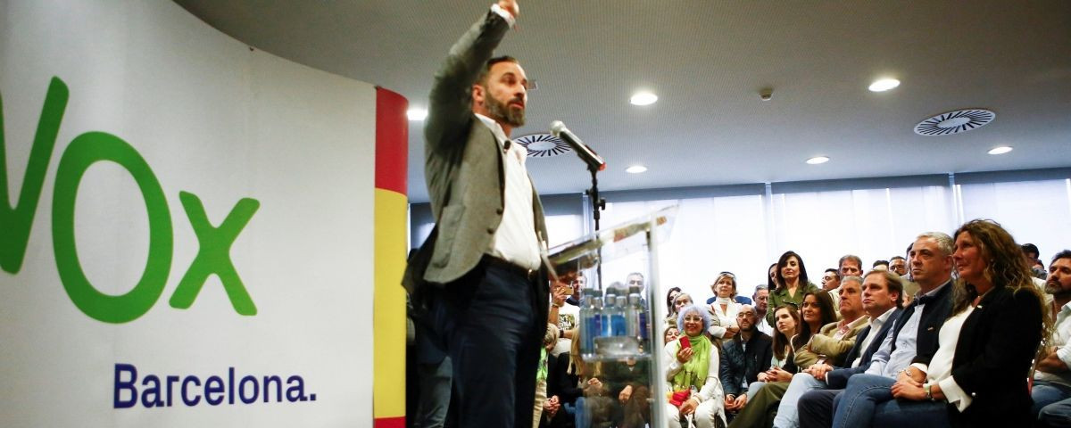 Santiago Abascal durante un mitin de Vox en Barcelona / EFE