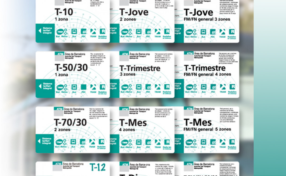 Tarjetas del transporte público de TMB (T-10, T-Jove, T-Trimestre)