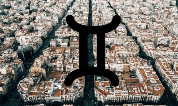 Signo del horóscopo géminis sobre el Eixample de Barcelona / BMAGAZINE