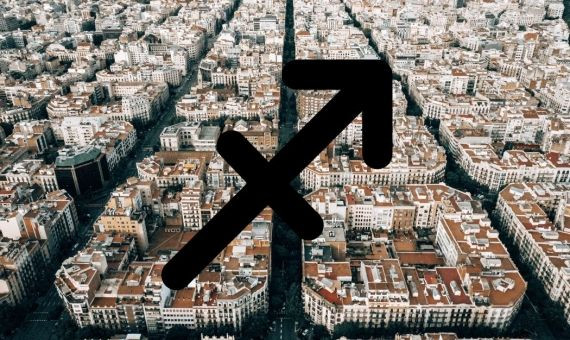 Signo del horóscopo sagitario sobre el Eixample de Barcelona / BMAGAZINE