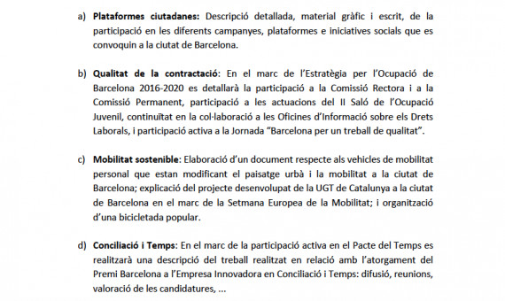 Acciones específicas de UGT / AJUNTAMENT DE BARCELONA