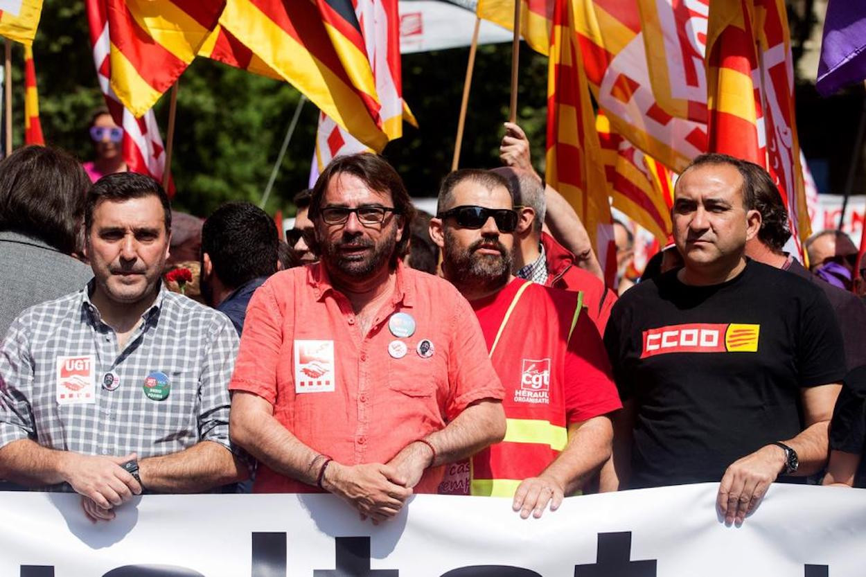 Los lideres de UGT y CCOO en Cataluña, Camil Ros y Javier Pacheco / EFE