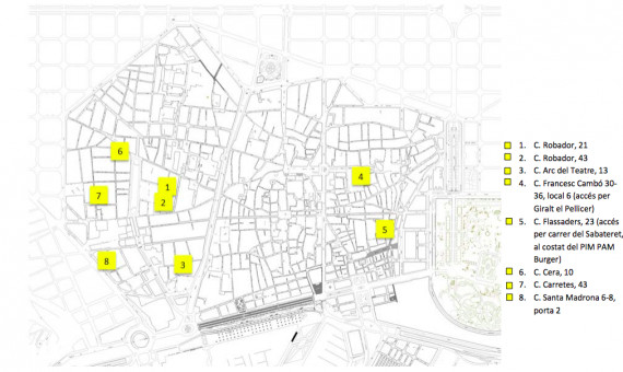 Mapa de los locales adjudicados.