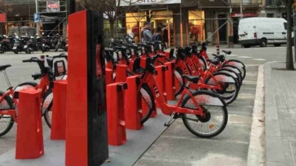 Una estación del Bicing en el centro de Barcelona