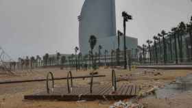 Aspecto de la playa de la Barcelona, este mediodía. /A.O