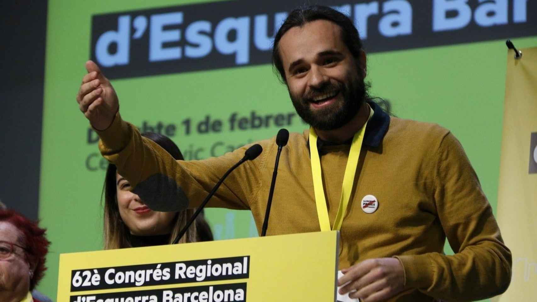 Gerard Gómez del Moral durante un mitin de ERC