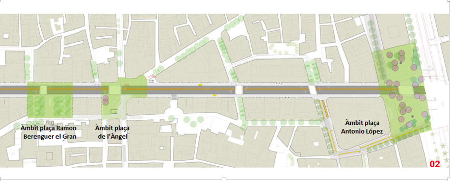 Algunas de las zonas verdes que se crearán en Via Laietana / AYUNTAMIENTO DE BARCELONA