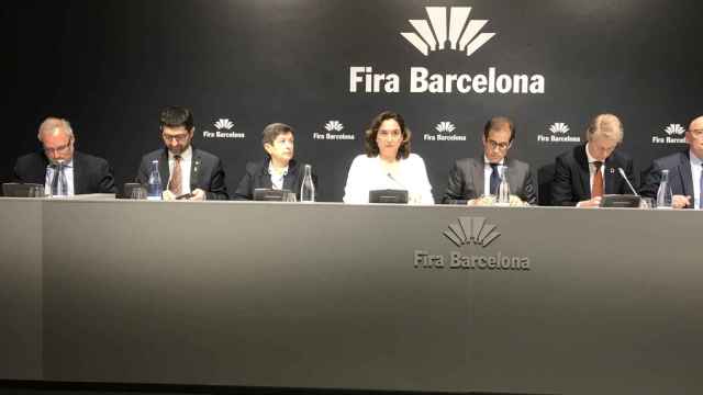 Imagen de la rueda de prensa de este jueves con todas las autoridades en Fira de Barcelona / DF