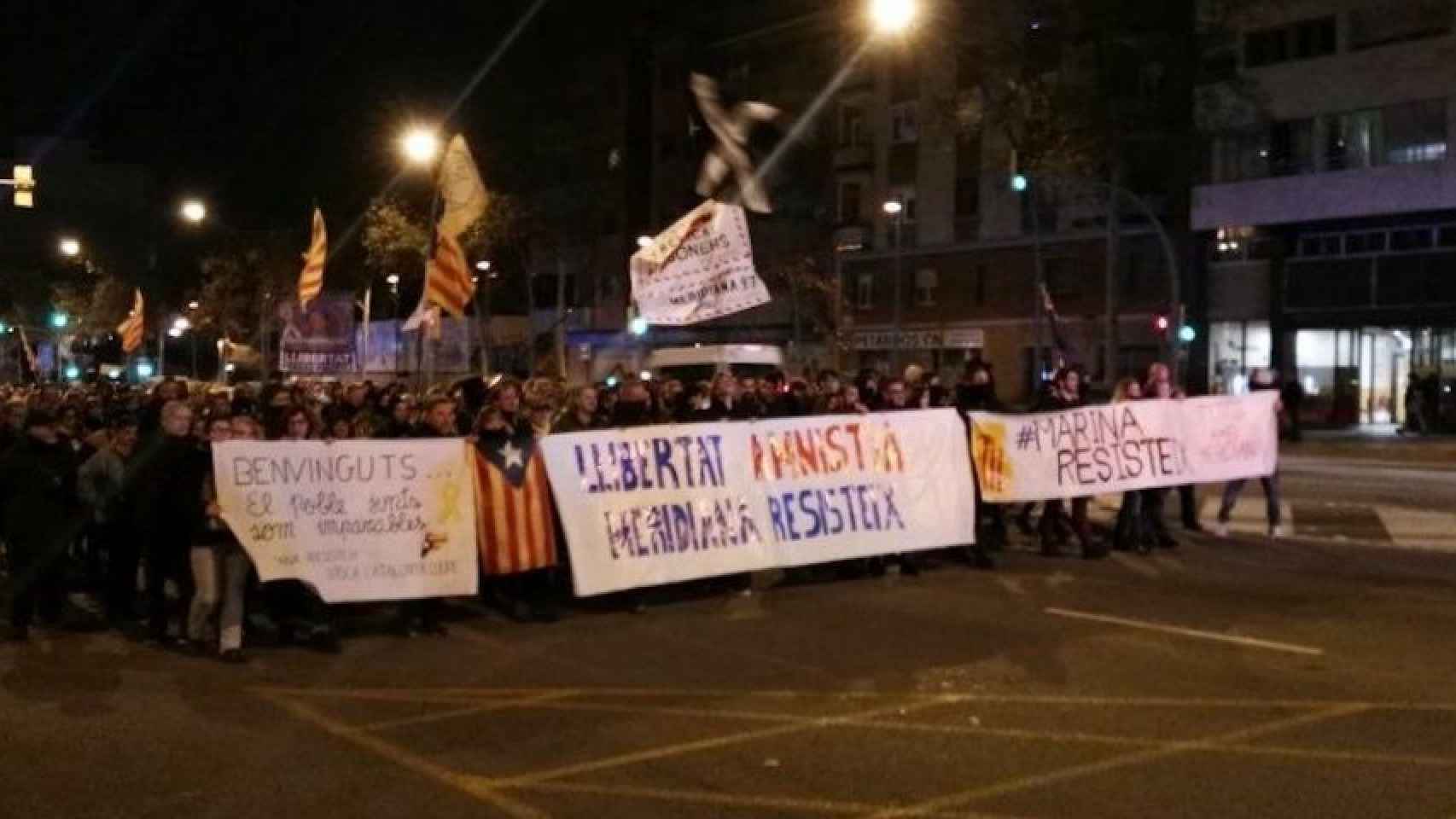 Protesta independentista en la Meridiana / TWITTER @catalaMaulet