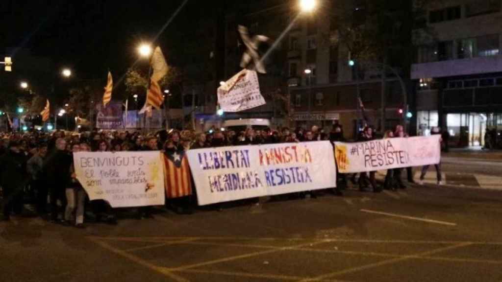 Protesta independentista en la Meridiana / TWITTER @catalaMaulet