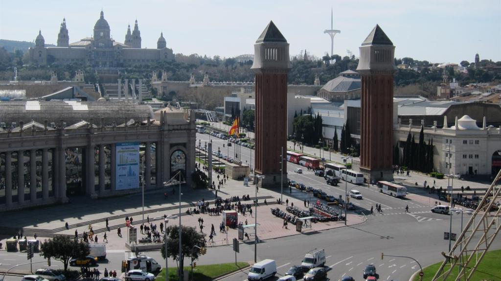 Vista panorámica de la plaza Espanya de Barcelona