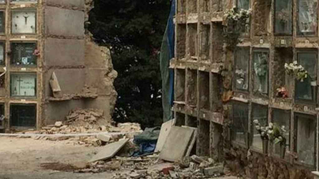 El cementerio de Montjuïc, tras el derrumbe de 2017