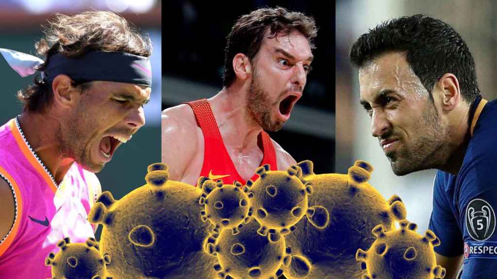 Rafa Nadal, Pau Gasol y Sergi Busquets en un fotomontaje / BMAGAZINE