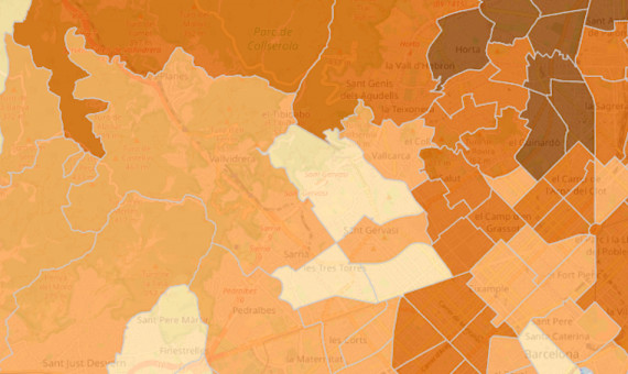 Captura de pantalla de la zona de Sarrià-Sant Gervasi en el mapa interactivo / GENERALITAT