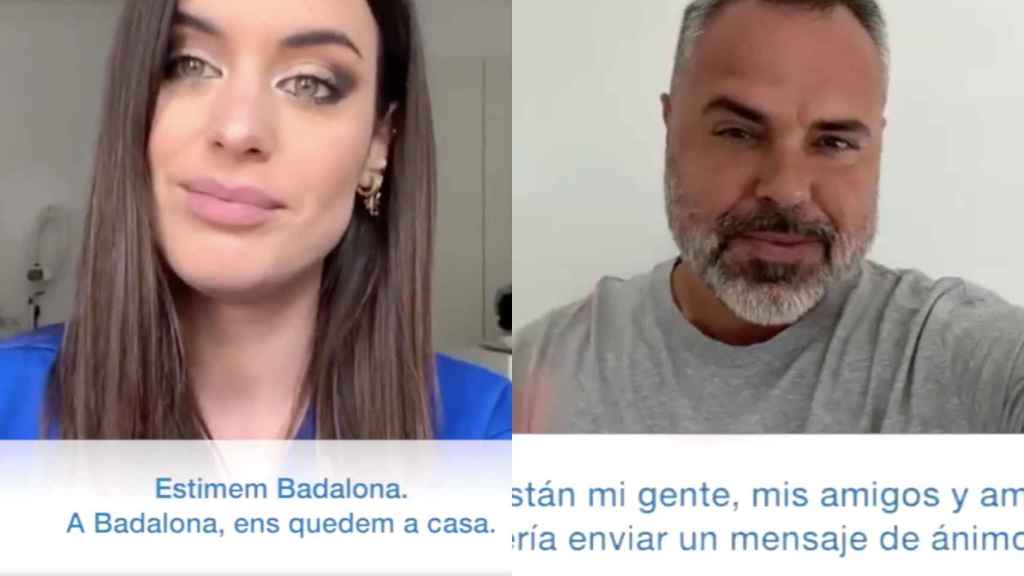 La influencer Dulceida  y el cantante Juan Magán en la iniciativa del PSC en Badalona para promover el confinamiento / TWITTER