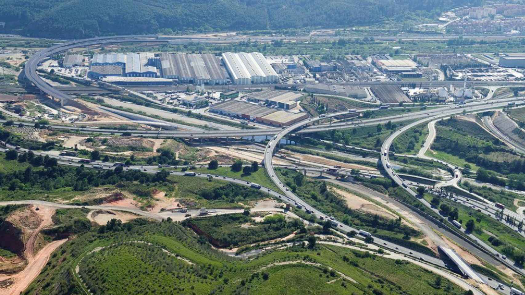 Vista desde el aire de Sant Andreu de la Barca y sus municipios más próximos