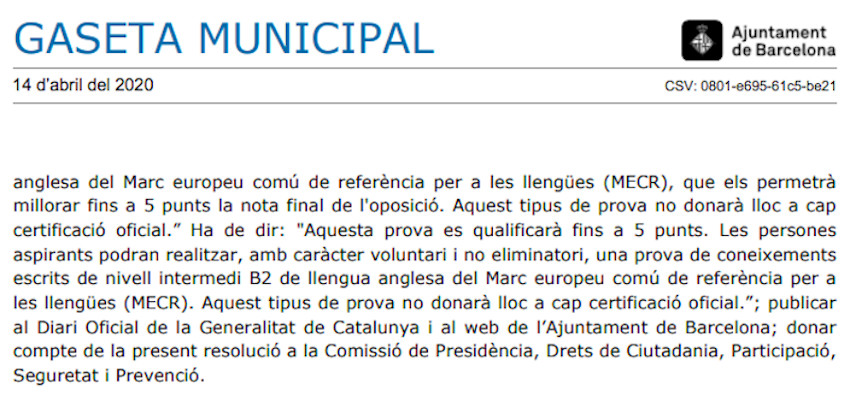 Segunda captura de la decisión aprobada en la Comisión de Gobierno del 9 de abril