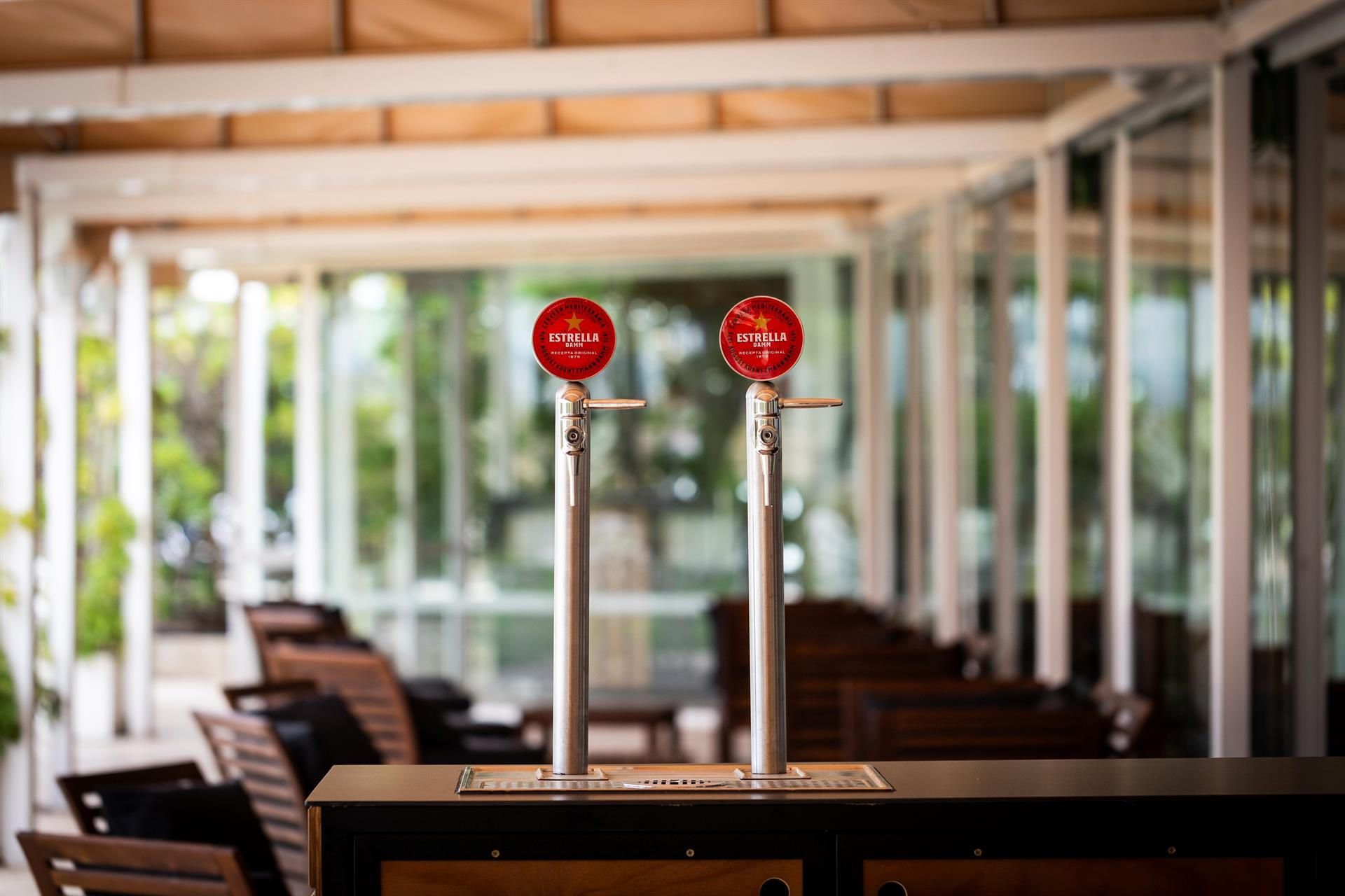 Dos tiradores de Estrella Damm en la barra de un bar / DAMM