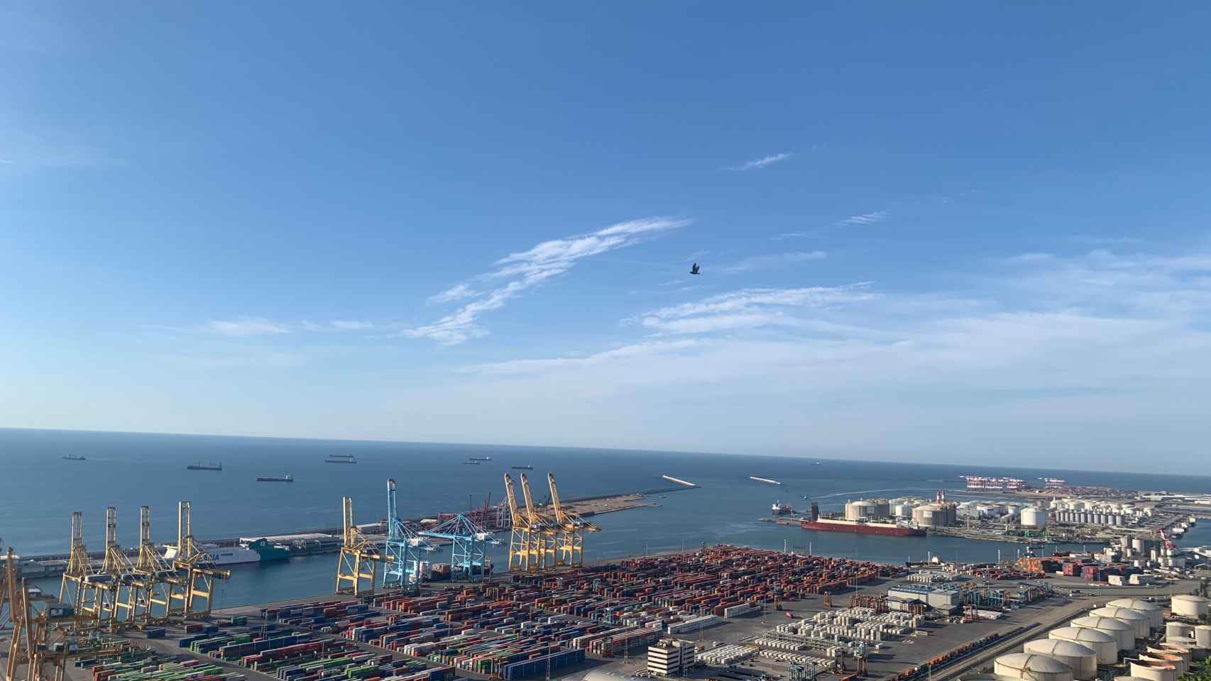 Vista panorámica de la terminal de carga del puerto de Barcelona