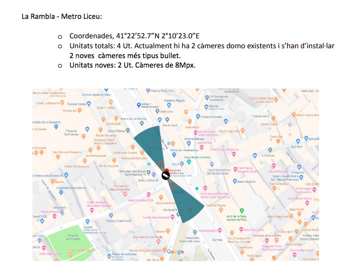 Ubicación de las cámaras junto al metro Liceu / AYUNTAMIENTO DE BARCELONA