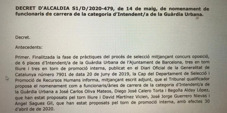 El Ayuntamiento ha hecho público el nombramiento de los seis intendentes / AY. DE BARCELONA