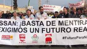 Trabajadores de Nissan durante una manifestación en febrero / MA