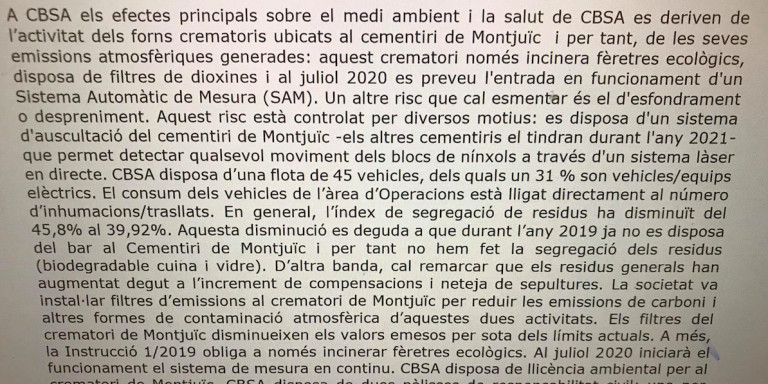 Informe de CBSA sobre el riesgo de desprendimientos en el cementerio de Montjuïc / MA