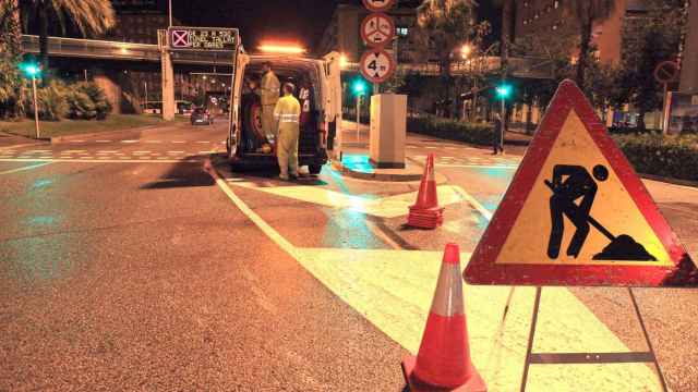 Obras en el inicio del túnel de Badal, donde se pondrá otro radar / AYUNTAMIENTO DE BARCELONA