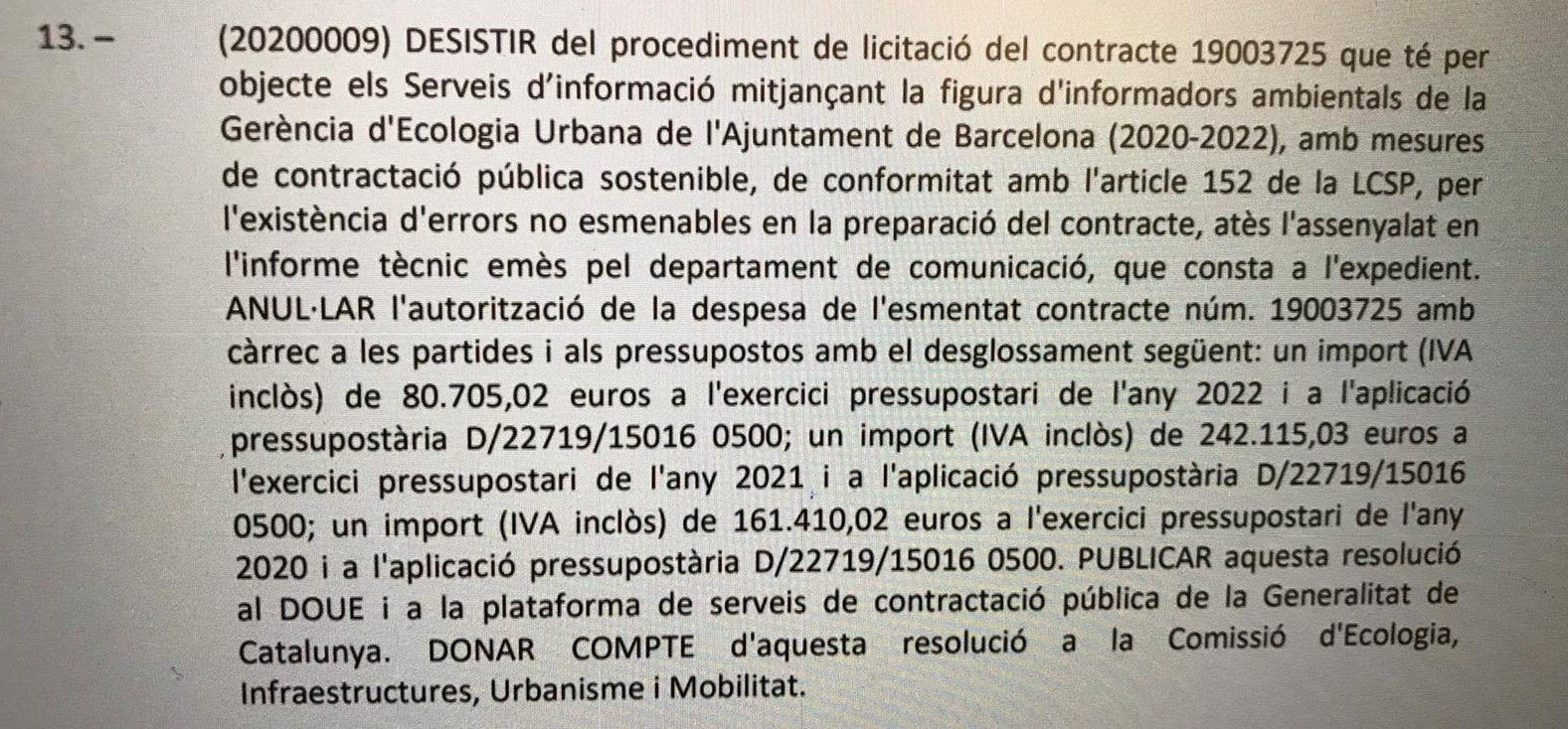 La licitación del contrato, anulada / AYUNTAMIENTO DE BARCELONA