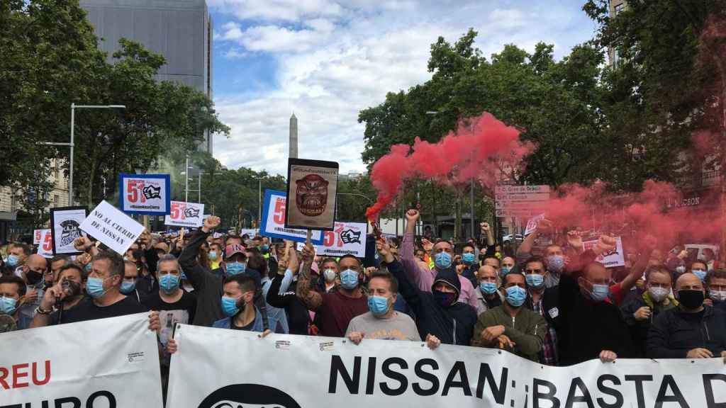 Concentración de los trabajadores de Nissan en Barcelona / EUROPA PRESS