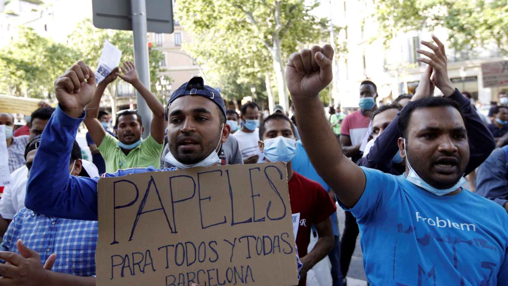 Imagen de la manifestación a favor de los derechos de migrantes y refugiados / EFE