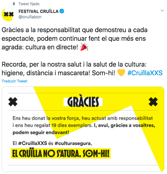 Tuit del festival Cruïlla / TWITTER