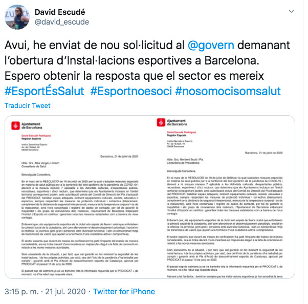 Tuit de David Escudé / TWITTER DAVID ESCUDÉ