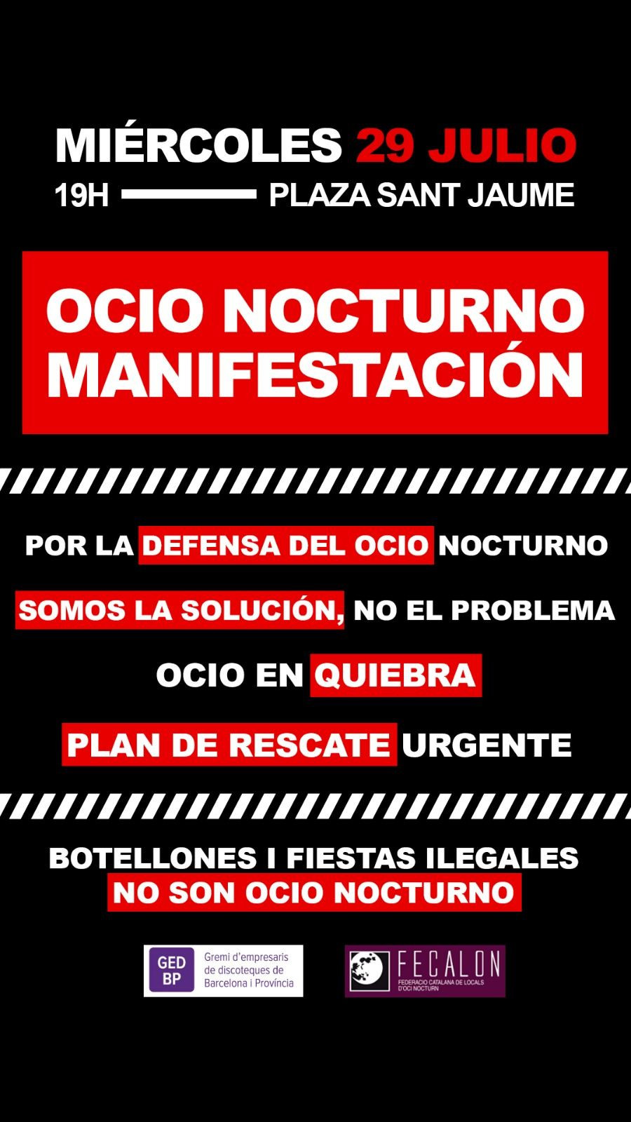 Cartel de la protesta del sector del ocio nocturno / MA