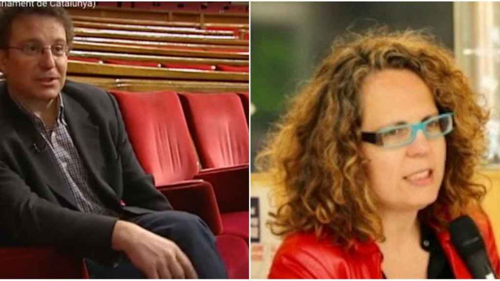 Collage con las imágenes de Àlex Masllorens y Mar Jiménez, exdirector y nueva directora de alcaldía con Colau  / CANAL PARLAMENT - BARCELONA EN COMÚ