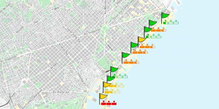 El estado de las playas de Barcelona esta tarde, con restricciones en la de Sant Sebastià / AJ. DE BCN