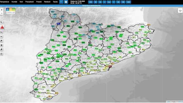 Mapa de las temperaturas en varios puntos de Cataluña, y que bajan en Barcelona / METEOCAT