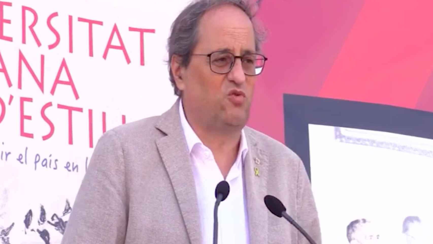 Quim Torra, durante su intervención este domingo en Francia / EUROPA PRESS