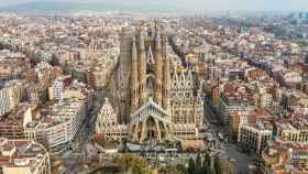 Vista panorámica de la Sagrada Família de Barcelona