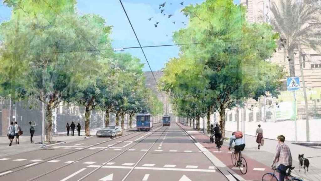 Diseño del futuro carril bici en la avenido del Tibidabo, junto al Tramvia Blau / TMB