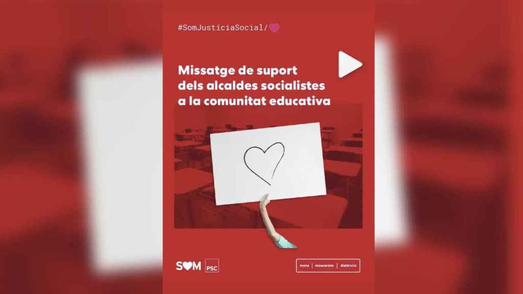 Captura de pantalla de la campaña de los alcaldes del PSC lamentando la falta de recursos ante el inicio del curso escolar / PSC