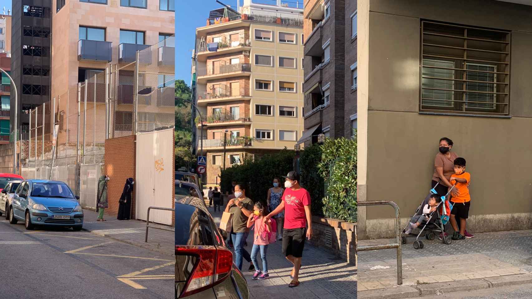 Tres momentos de sufrimiento paternal que se han vivido en la vuelta al colegio Sant Pere Claver de los Jesuïtes del Poble-sec / V.M.