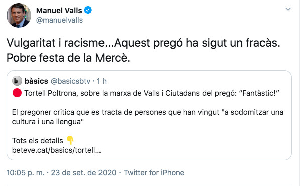 Tuit de Manuel Valls