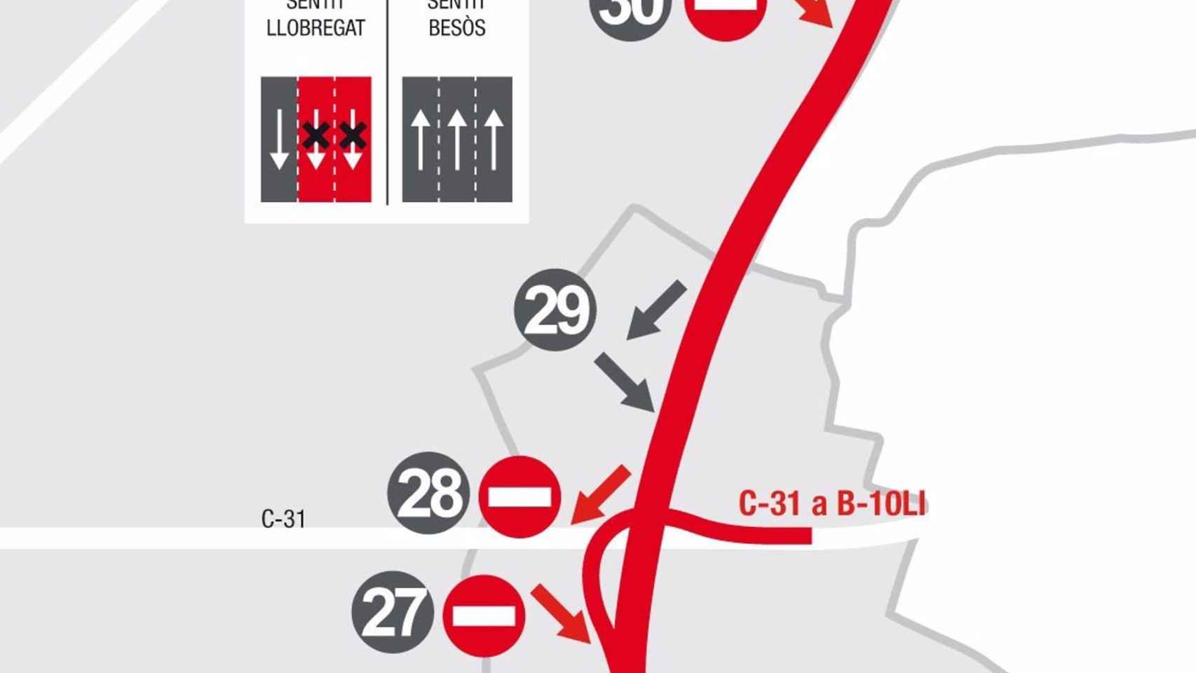 La Ronda Litoral de Barcelona sufrirá cortes por obras en el asfalto este fin de semana / ÀREA METROPOLITANA DE BARCELONA