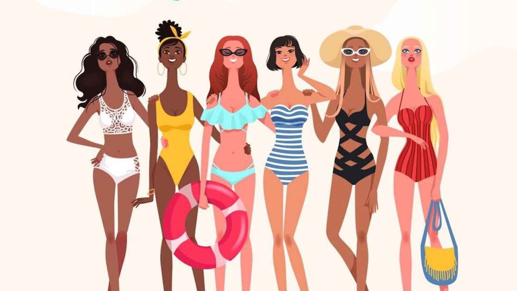 Los dibujos de mujeres que aparecen en el cartel publicitario de Marina-Barcelona