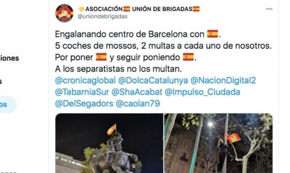 Captura de pantalla de un mensaje en twitter de la cuenta de Unión de Brigadas